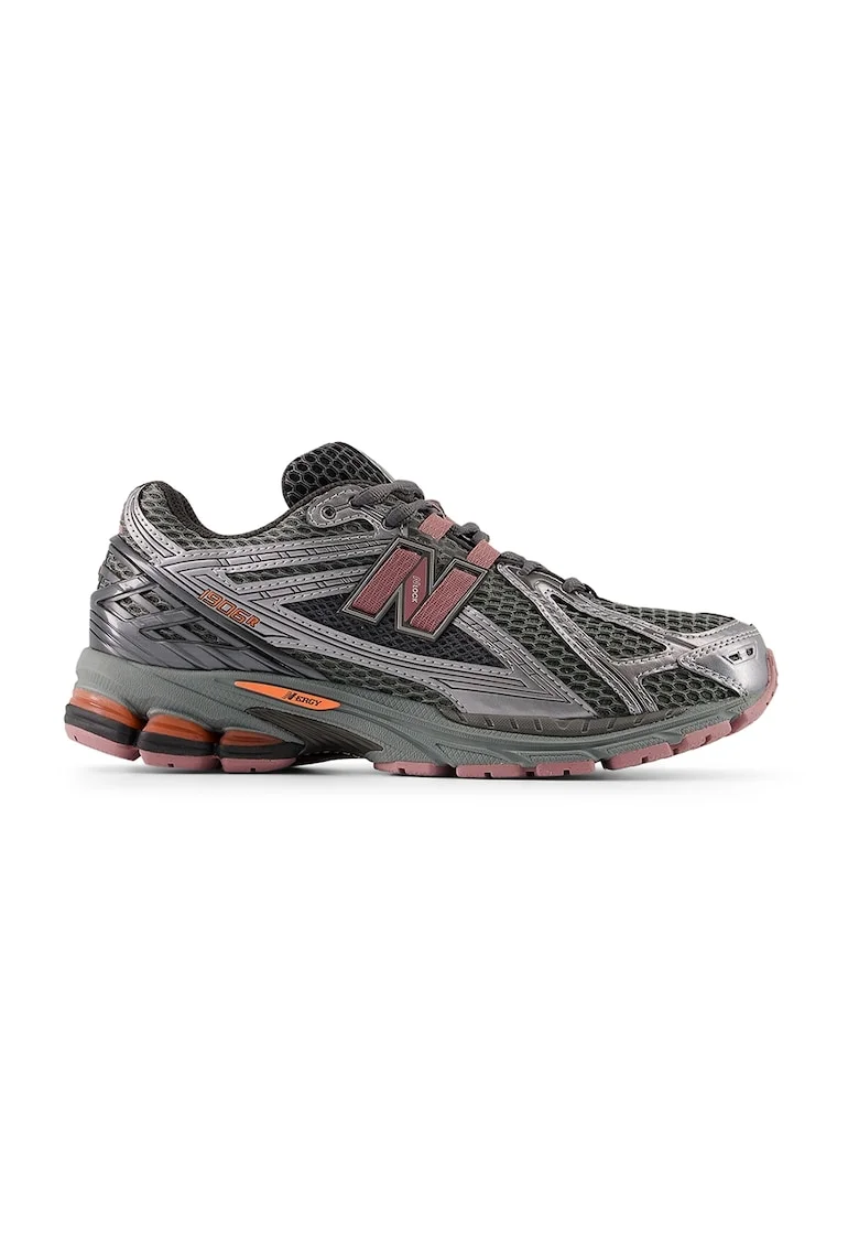 Pantofi sport unisex 1906 R din plasa cu garnituri din material sintetic, Argintiu inchis/Gri inchis