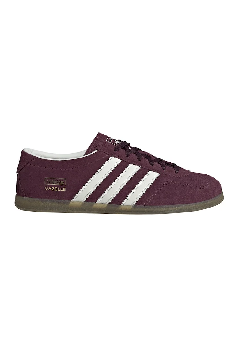 Pantofi sport Gazelle Lo Pro din piele intoarsa cu logo lateral, Alb/Visiniu