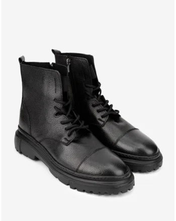 Ghete piele texturata neagra, Negru