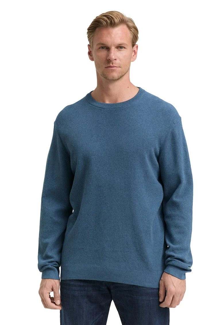 Pulover slim-fit din amestec de bumbac organic, Albastru inchis