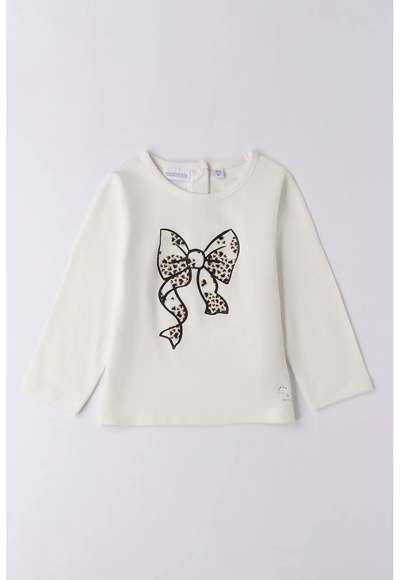 Bluza cu imprimeu grafic, Auriu/Alb fildes/Negru