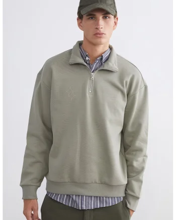 Bluza de trening cu text brodat pe spate, Gri deschis