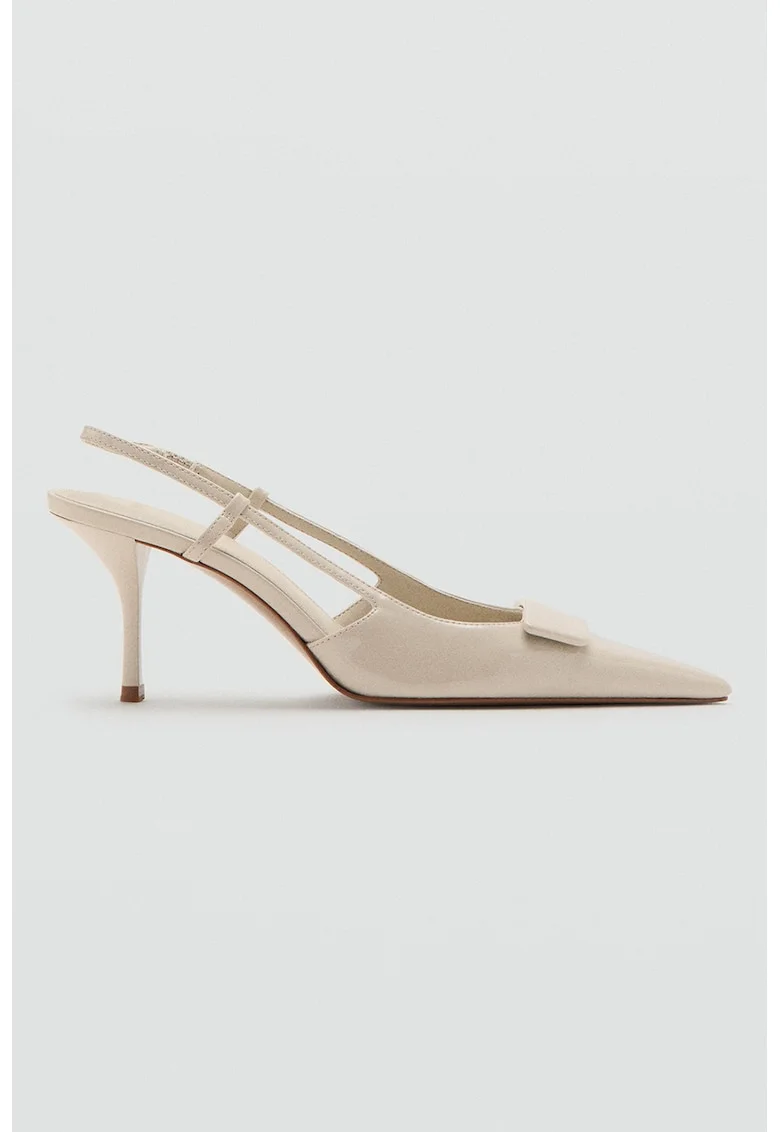 Pantofi slingback cu aspect lacuit, Bej deschis
