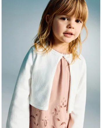 Cardigan crop tricotat, Alb murdar