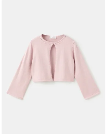 Cardigan crop tricotat, Roz pastel