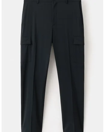 Pantaloni cargo slim fit din amestec de lana, Albastru ultramarin