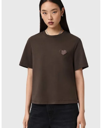 Tricou lejer cu decolteu la baza gatului Lover Lisa, Maro inchis