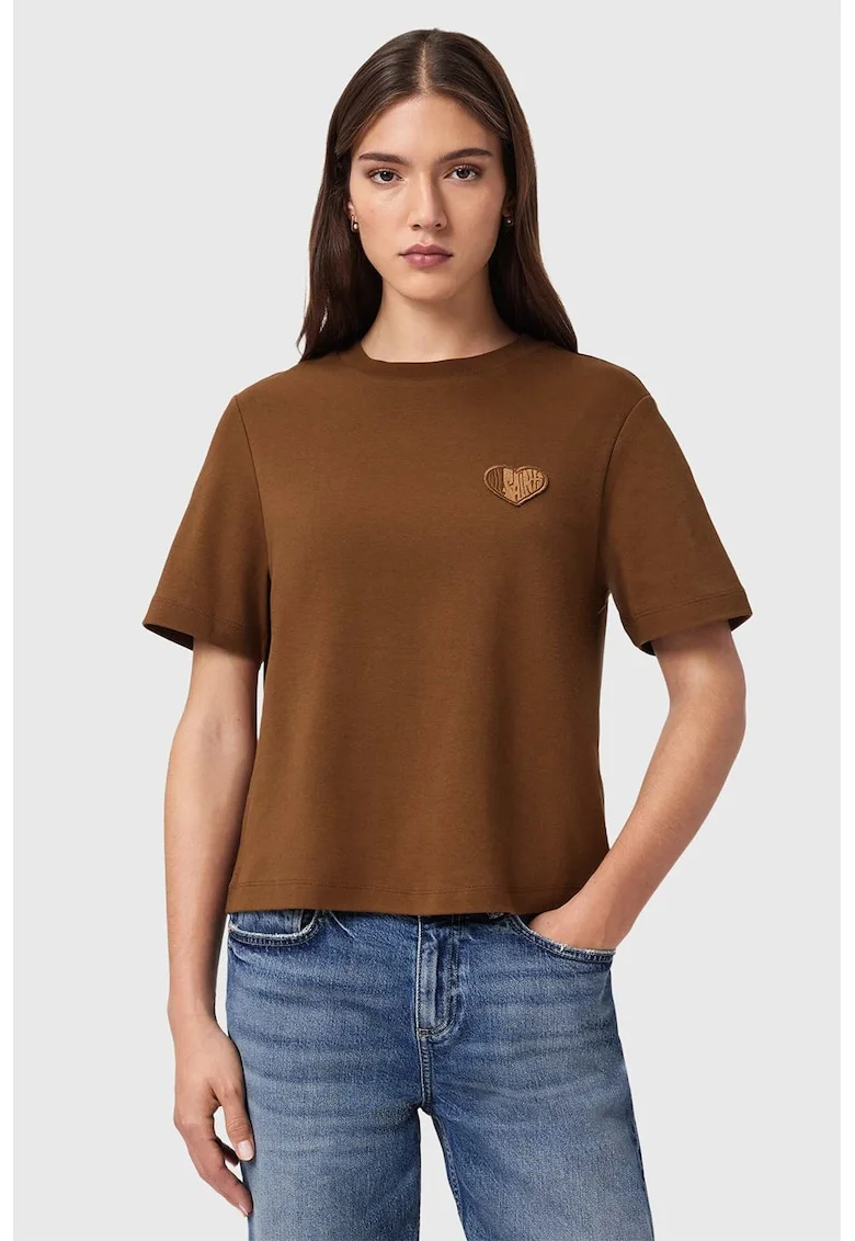 Tricou lejer cu decolteu la baza gatului Lover Lisa, Caramel