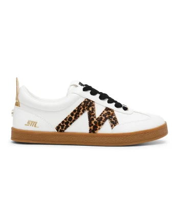 Pantofi sport Degree cu garnituri din piele intoarsa, Alb/Maro inchis