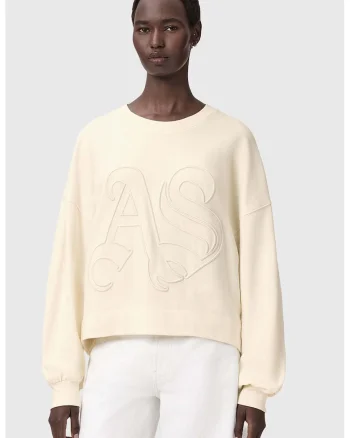 Bluza de trening supradimensionata cu logo brodat Lila, Crem