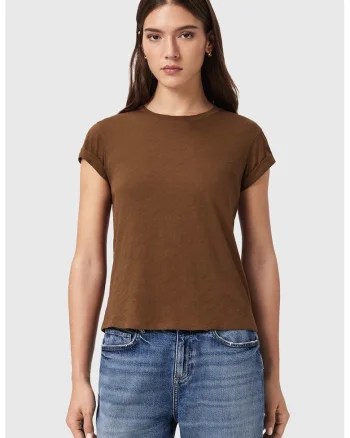 Tricou uni de bumbac, Caramel