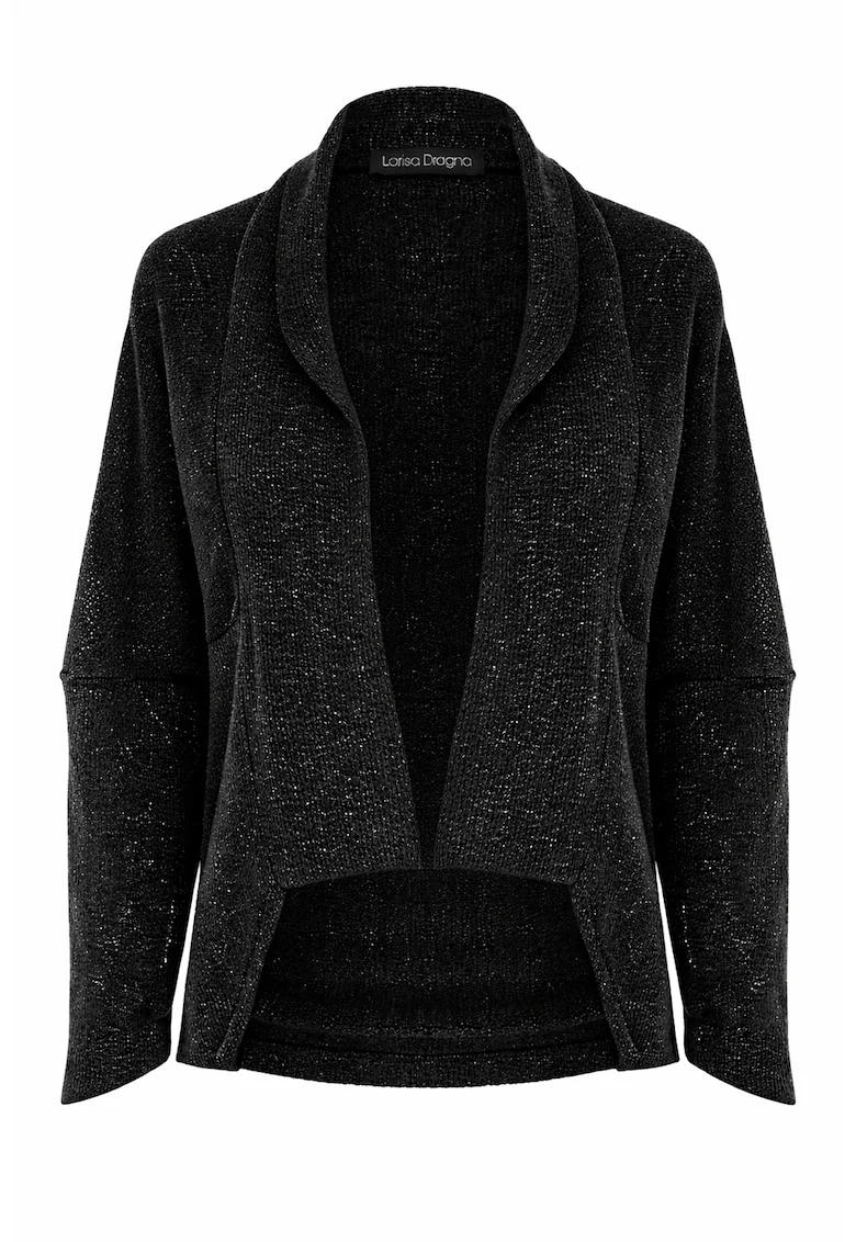 Cardigan cu fir metalic, Negru/Argintiu