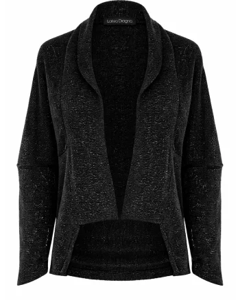 Cardigan cu fir metalic, Negru/Argintiu