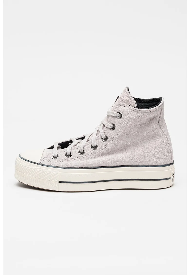 Tenisi mid-high din piele intoarsa cu talpa flatform Chuck Taylor All Star, Lila pal