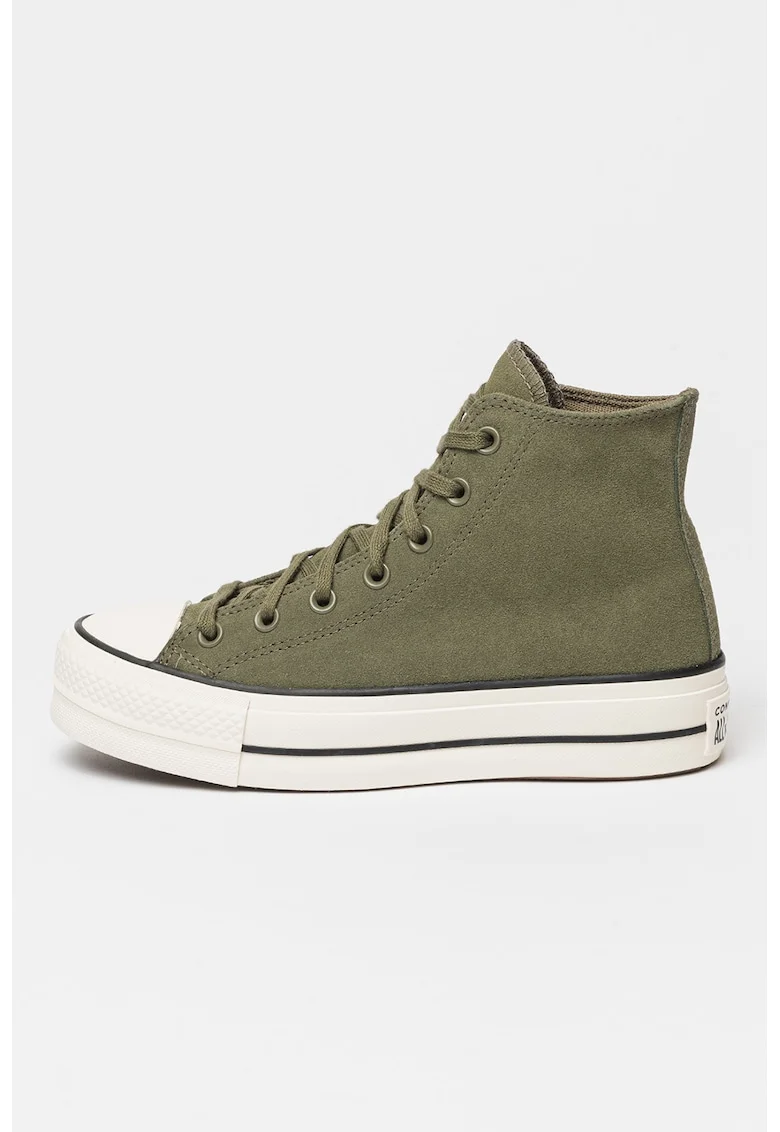 Tenisi mid-high de piele intoarsa Chuck Taylor All Star Lift, Verde sparanghel