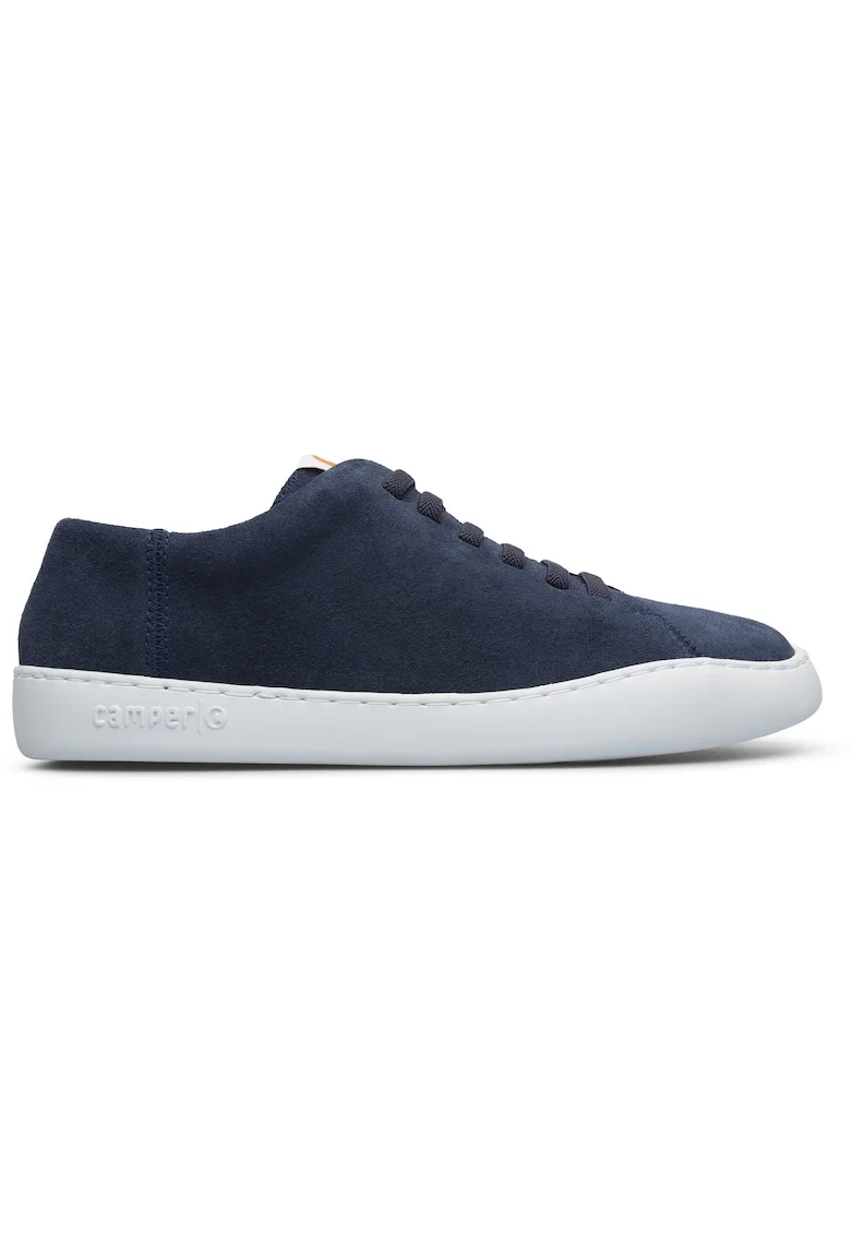 Pantofi sport de piele nabuc cu sireturi elastice Peu Tourin, Alb/Bleumarin