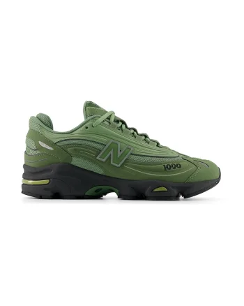 Pantofi sport 1000 din plasa cu garnituri din piele ecologica, Verde feriga