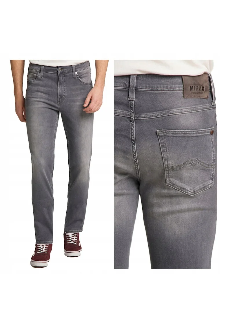 Blugi Barbati,  Tramper, Straight Fit, Talie Medie, Fermoar, Lungi, 5 Buzunare, Bumbac, W36-L32, Gri