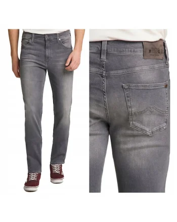 Blugi Barbati,  Tramper, Straight Fit, Talie Medie, Fermoar, Lungi, 5 Buzunare, Bumbac, W36-L32, Gri