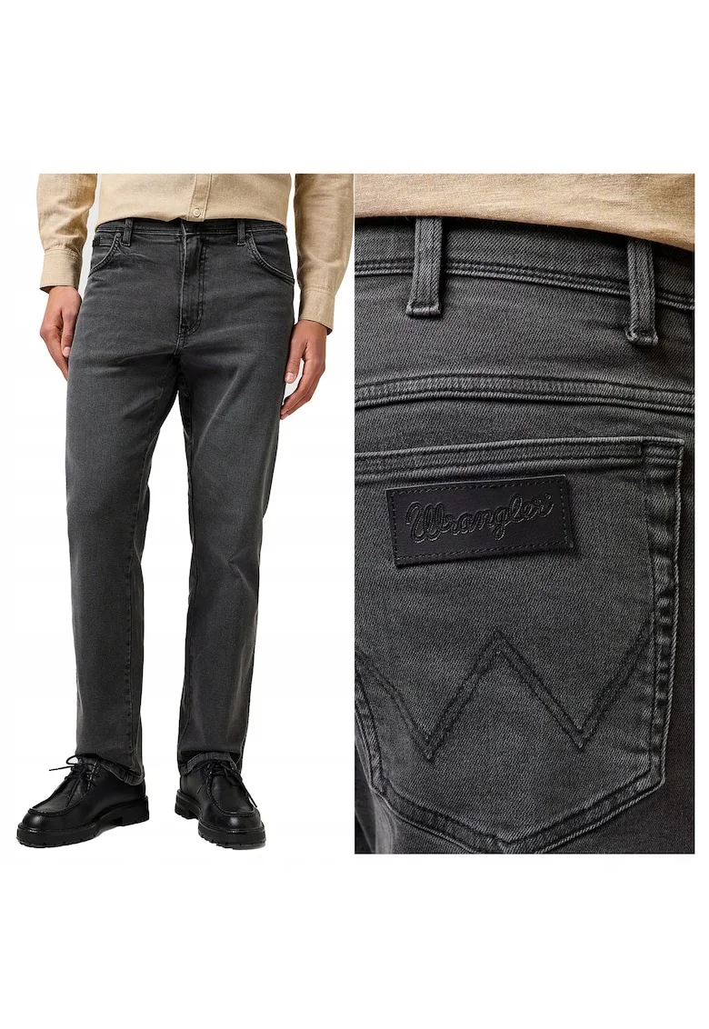 Blugi Barbati,  Texas, Straight Fit, Talie Medie, Fermoar, Lungi, 5 Buzunare, Bumbac, L34, Negru, Negru