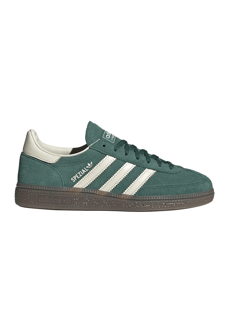 Pantofi din piele intoarsa si piele pentru handbal Spezial, Verde/Alb fildes