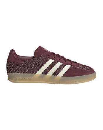 Pantofi sport din material textil cu garnituri din piele intoarsa Gazelle Indoor, Visiniu/Alb fildes