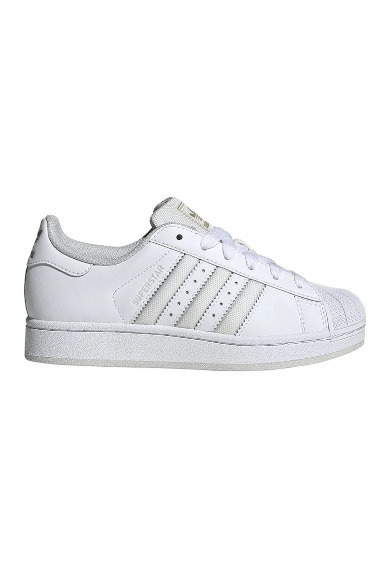 Pantofi sport din piele lacuita Superstar II, Alb/Gri deschis
