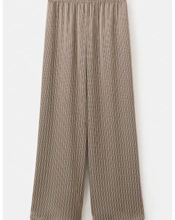 Pantaloni cu croiala ampla si dungi, Maro inchis/Alb murdar