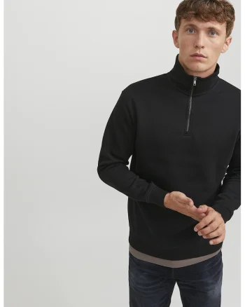 Bluza de trening cu fenta cu fermoar, Negru