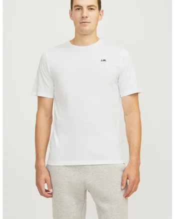 Tricou de bumbac cu decolteu la baza gatului, Alb