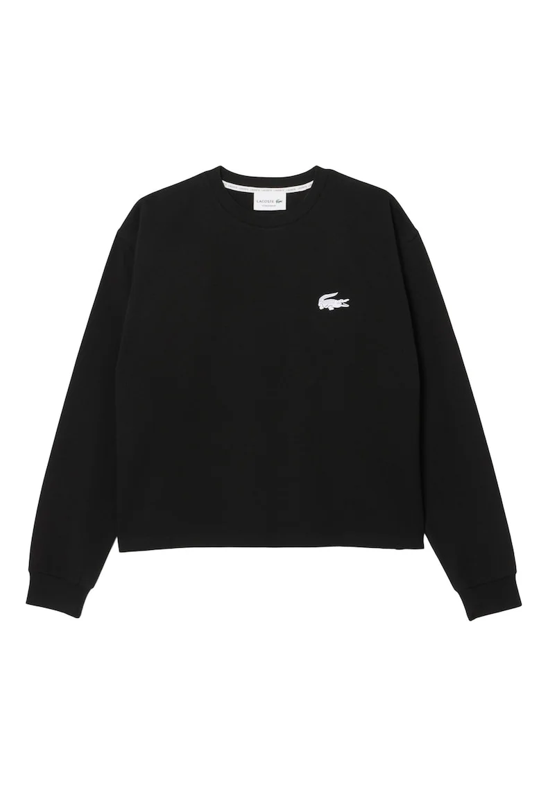 Bluza de trening cu decolteu la baza gatului si detaliu logo, Negru