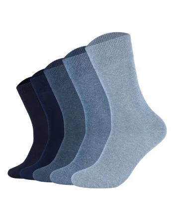 Set de sosete lungi unisex cu model uni - 5 perechi, Albastru