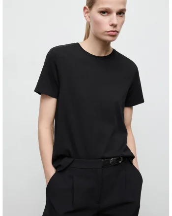 Tricou uni cu decolteu rotund, Negru