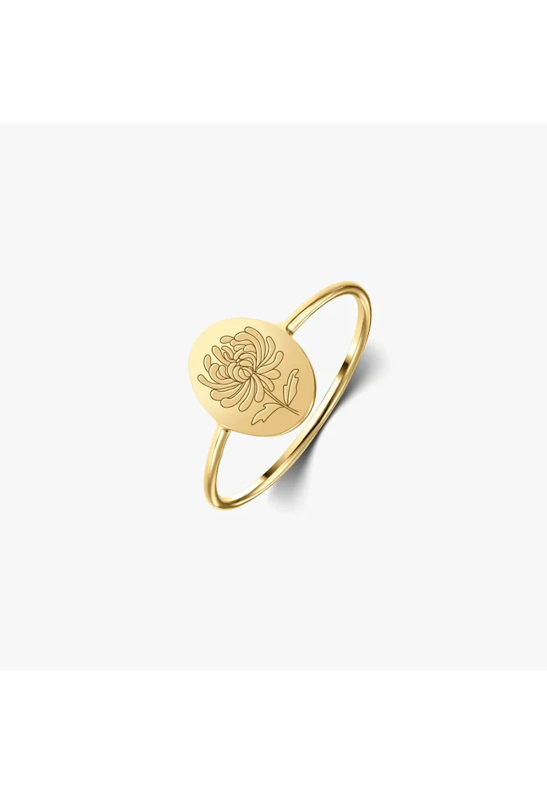 Inel din argint Birth Flower Golden - November Chrysanthemum