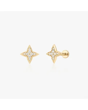 Cercei piercing labret din aur galben Shining Star - Zirconiu