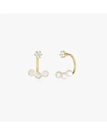 Cercei din aur Trio Ear Jacket - Perle naturale