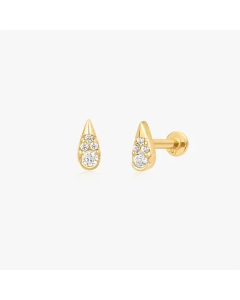 Cercei piercing labret din aur galben Drop - Zirconiu