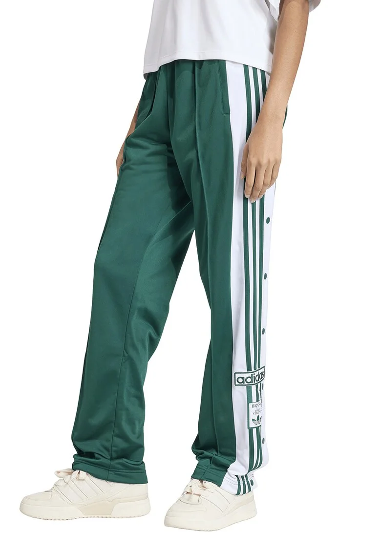 Pantaloni de trening relaxed fit cu capse laterale Adibreak, Alb/Verde