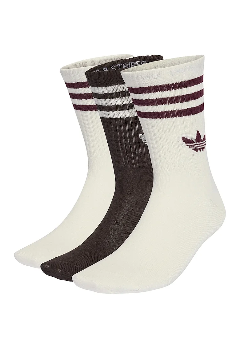 Set de sosete lungi unisex cu detaliu logo - 3 perechi, Maro cognac/Alb fildes