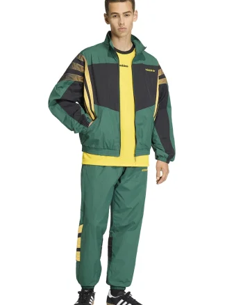Pantaloni de trening cu logo brodat Santiago, Verde/Negru/Galben