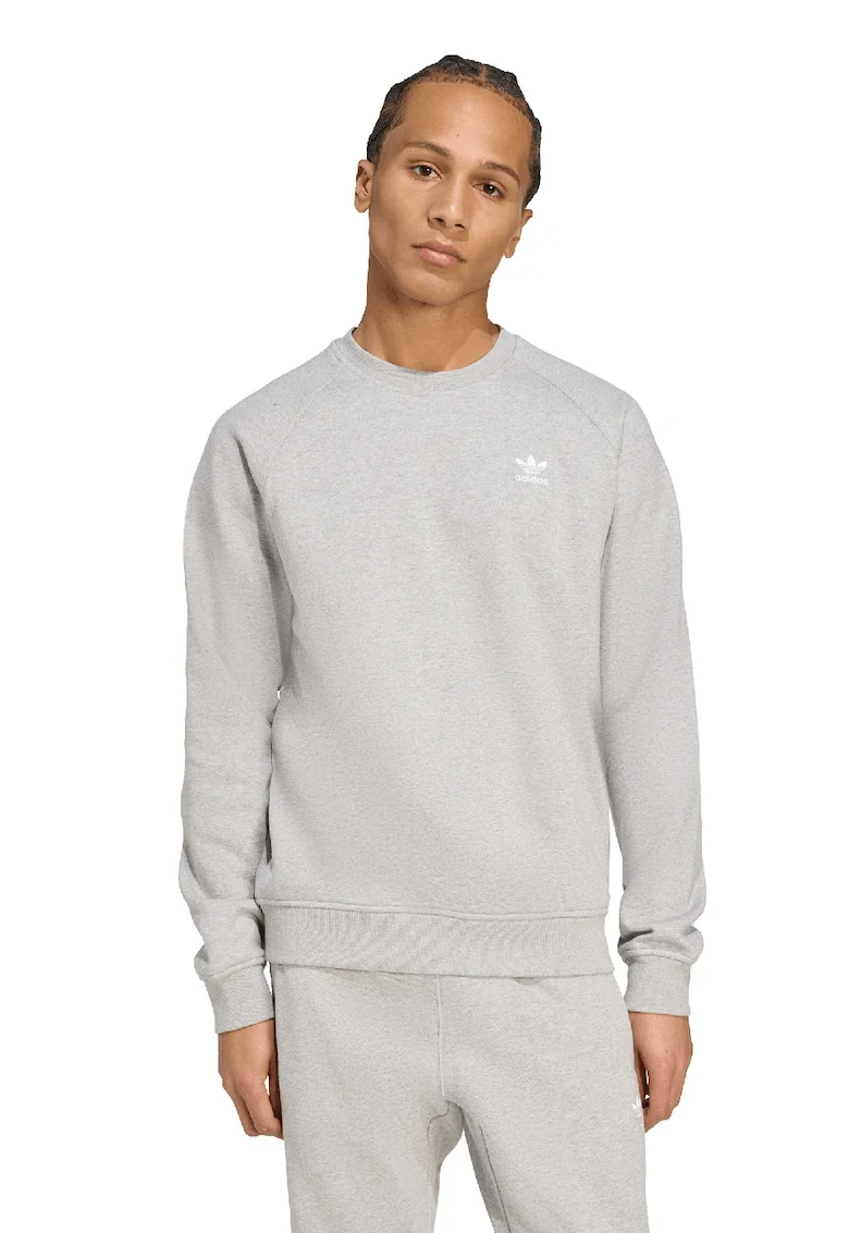 Bluza de trening cu decolteu la baza gatului si maneci raglan, Gri melange