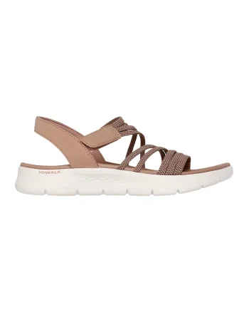 Sandale de piele ecologica cu velcro, Maro camel