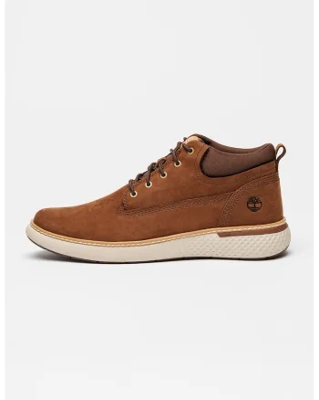 Ghete din piele nabuc cu logo discret Cross Mark, Maro inchis