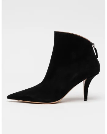 Botine din piele intoarsa cu fermoar pe partea din spate Jessica, Negru