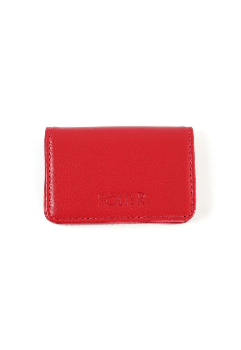 Etui pentru carti de vizita  SW39, din piele, 10x6, 5x2, Rosu