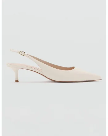 Pantofi din piele ecologica cu toc kitten, Bej deschis