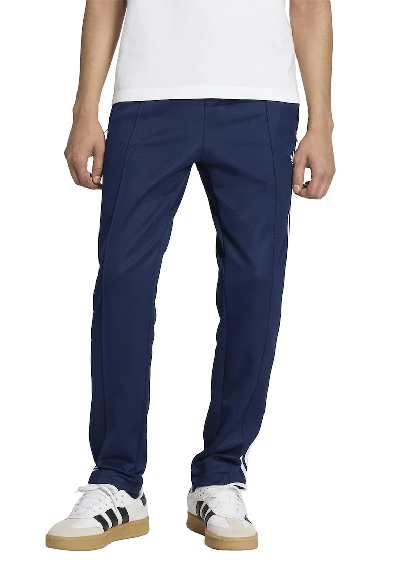 Pantaloni de trening slim fit cu snururi de ajustare, Alb/Bleumarin