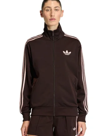 Bluza de trening cu fermoar si logo, Maro/Roz deschis