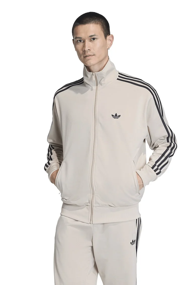 Bluza de trening cu fermoar si guler inalt Firebird, Negru/Gri deschis