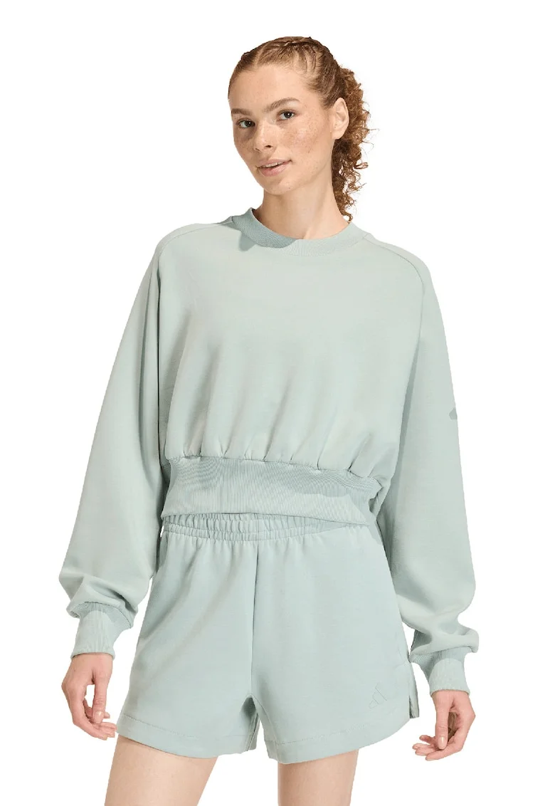 Bluza de trening din amestec de modal cu croiala lejera Soft Lux, Alb/Verde pal